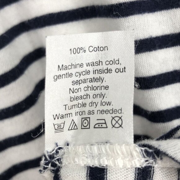 J.Crew Womens Striped Tissue Turtleneck Top XS Navy White Cotton Nautical Preppy - Picture 5 of 7